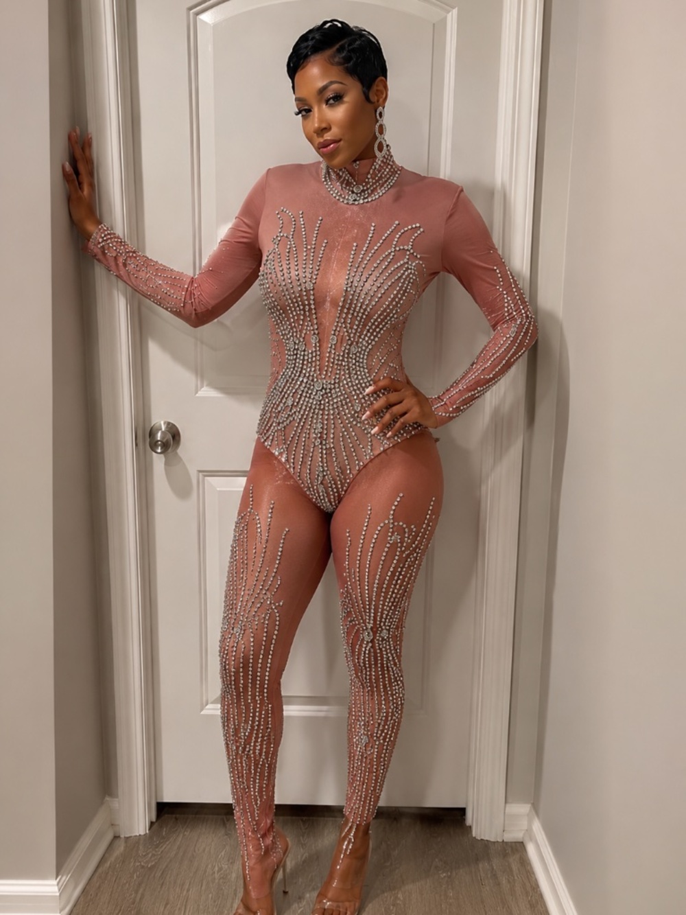 Nude Bedazzled BodySuit